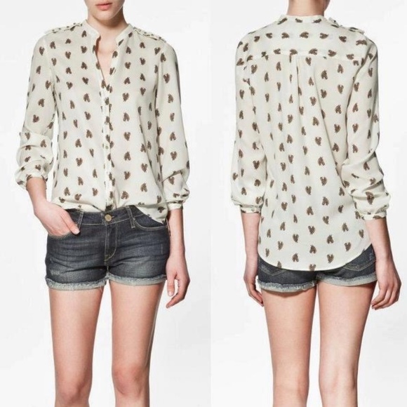 Zara | Tops | Zara Horse Print Button 